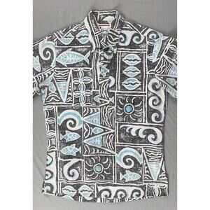 Kahala Vintage Chambray Washed Polo Style Hawaiian Shirt. Men's Size S, EUC!